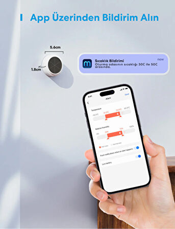 Meross Akıllı Sıcaklık ve Nem Sensörü MS100F