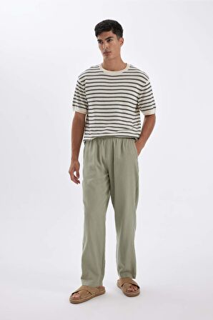 DeFacto Relax Fit Dar Paça Keten Karışımlı Pantolon C1140AX24SMGN497