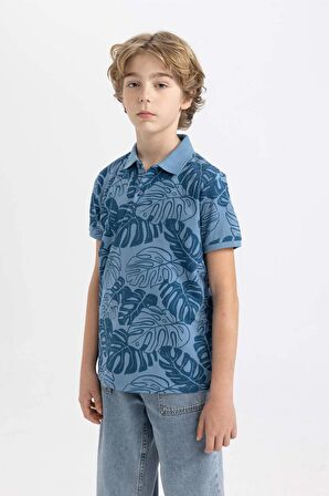 DeFacto Erkek Çocuk Desenli Pike Kısa Kollu Polo Tişört B6163A824SMBE251