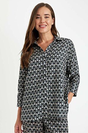 DeFacto Regular Fit Desenli Uzun Kollu Gömlek C3818AX24AUNV30
