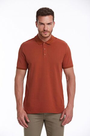 Kiremit Regular Fit %100 Pamuk Polo Yaka Tişört | 3XL