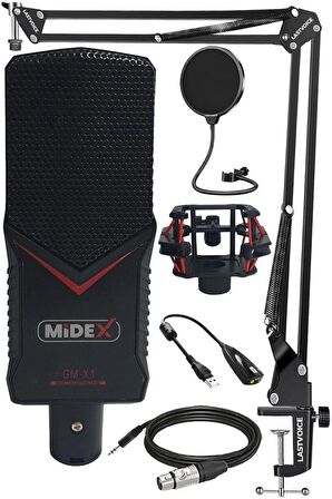 Midex GMX-1ST Condenser Stüdyo Mikrofonu PC (Stand ve Filtreli)