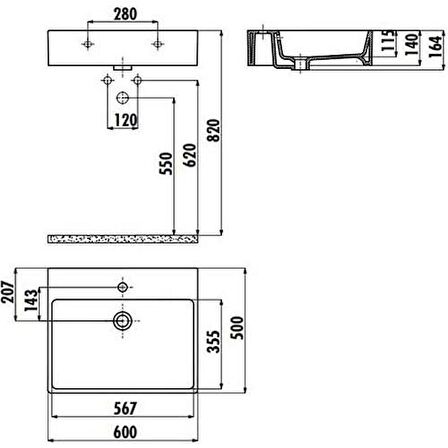 Creavit Next Setüstü Düz Kare Lavabo 50x60 cm