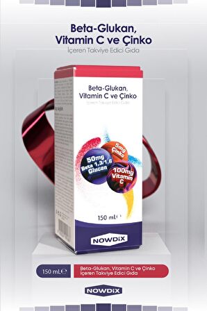 Nowdix  Beta Glukan Vitamin C Çinko Şurup 150 ml