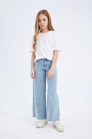 Kız Çocuk Wide Leg Geniş Paça Jean Pantolon