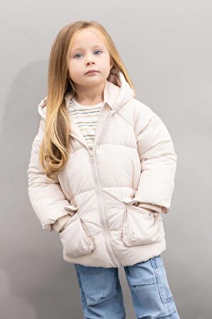 DeFacto Kız Bebek Su İtici Kapüşonlu Polar Astarlı Şişme Mont C5300A524AUER37