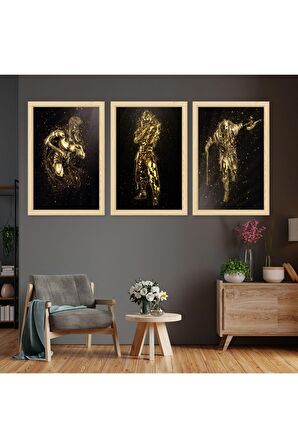 GOLD AYNALI PLEKSİ ÇERÇEVELİ MİNİMALİST GRİ BEYAZ LEYLEK DESENLİ ÇİZİM TABLO