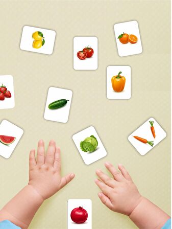 Zeka Kartları Ahşap Eğitici Hafıza Eşleştirme Oyunu Sevimli Meyveler Oyuncak ( 5,5 x 7,5 CM)