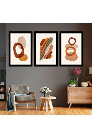 Kolaj Çizim 3'lü Kanvas Tablo