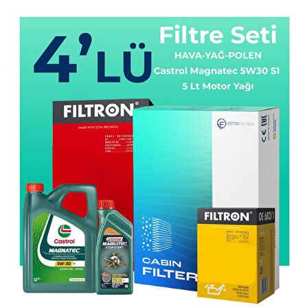Filtron Fiat Doblo 1.6 Dizel Filtre Bakım Seti Castrol Motor Yağlı (2015-2023) 4 Lü