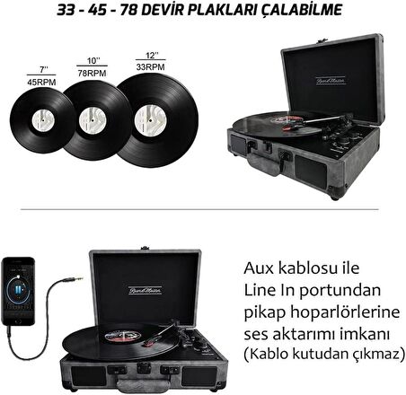 ST14012 Bluetooth ve Şarj Özellikli Pikap 33-45-78 Devir
