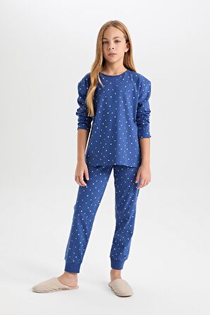 DeFacto Kız Çocuk Pijama Takım Desenli Uzun Kollu Üst Beli Lastikli Uzun Alt D7746A824WNIN59