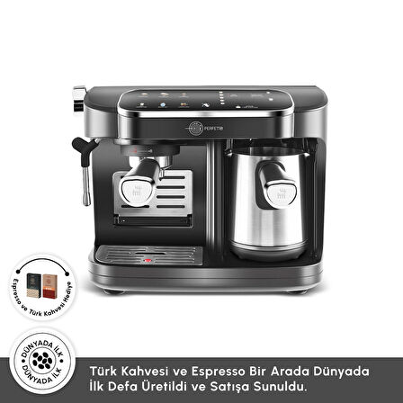 Karaca Hatır Perfetto Dijital ve Dokunmatik Ekranlı Çelik Cezveli Espresso ve Türk Kahve Makinesi