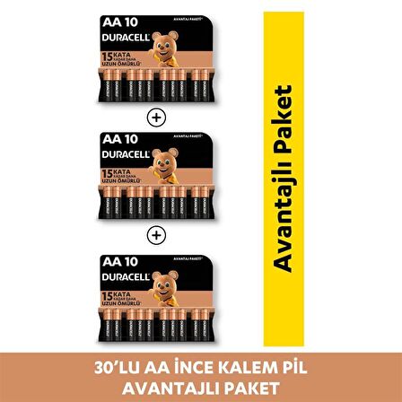 Duracell Alkalin Aa Kalem Piller 30'lu