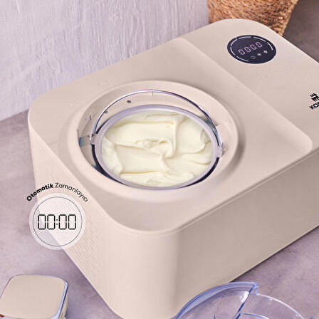 Karaca Metal 2 in 1 Karıştırıcılı, Donduruculu Dondurma Yapma Makinesi 1,2 Lt Vanilla İthalatçı Garantili