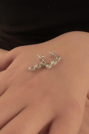 14 Ayar Altın Baget Dizisi Küpe