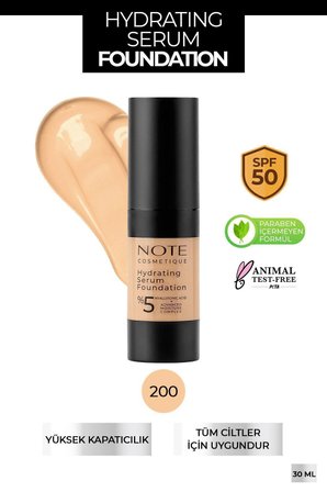 Hydrating Serum Spf 50 Nemlendirici Etkili Hyaluronik Asitli Serum Fondöten - 200
