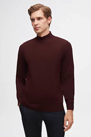 Ds Damat Regular Fit Bordo Düz Örgü Kazak 3HF062436275M