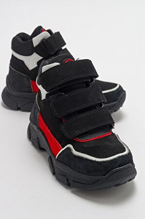 mnpc Erkek Çocuk Siyah Hakiki Deri Anatomik Trekking Bot
