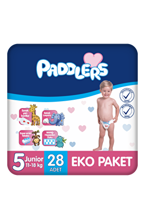 Paddlers Bebek Bezi 5 Numara Junior 28 Adet (11-18 Kg) Eko Paket