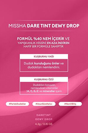 Uzun Süre Kalıcı, Nemli Bitiş Sunan Parlak Tint Dare Tint Dewy Drop (Mauve Fog)
