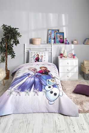 Özdilek Frozen Forsted Tek Kişilik Disney Lisanslı Lastikli Fitted Çarşaf Kapitone Çocuk Nevresim Takımı