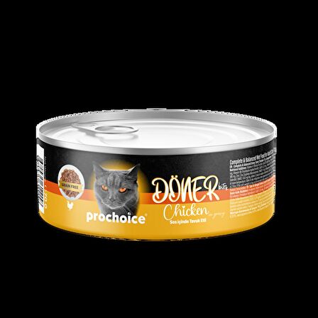 Prochoice Döner Chicken, Sos İçinde Tavuk Etli Tam & Dengeli Yetişkin Kedi Konservesi 12x70 gr