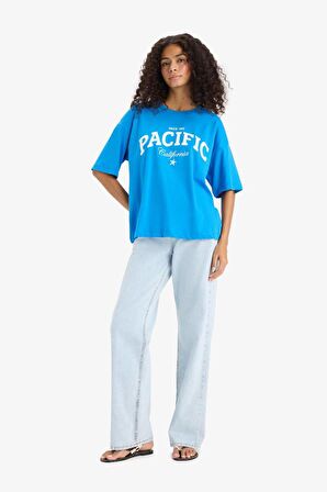 DeFacto Regular Fit Bisiklet Yaka Baskılı Penye Kısa Kollu Tişört F5883AX25SMBE116