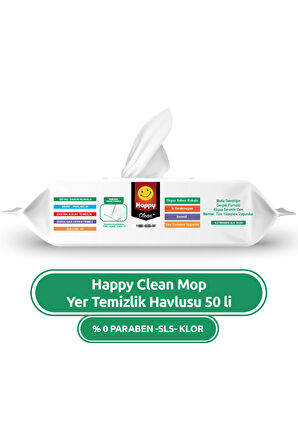 Happy Beyaz Sabun Kokulu Mop Yer Temizlik Havlusu 50 li