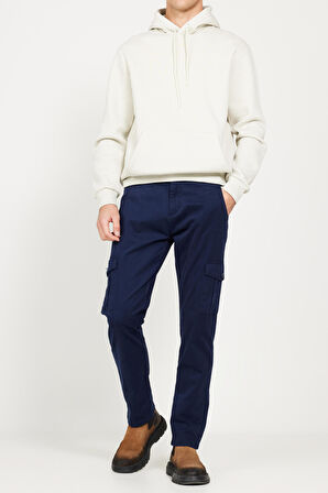 Slim Fit Dar Kesim Kargo Cepli Pamuklu Esnek Pantolon