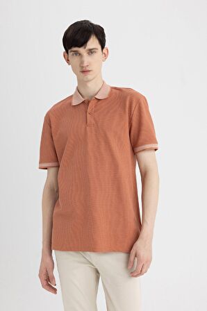 DeFacto New Regular Fit Polo Yaka Waffle Kısa Kollu Basic Düz Tişört B4508AX24SPOG604