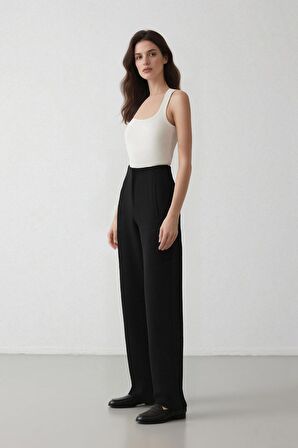 DeFacto Crop Klasik Kumaş Pantolon Carrot Fit Fermuarlı Yüksek Bel Basic Düz Dar Paça C2466AX25SPBK81