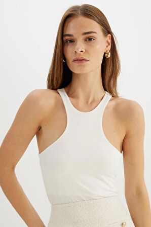 DeFacto Slim Fit Dar Kesim Halter Yaka Basic Düz Atlet C9248AX24SMWT32
