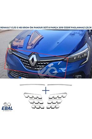 Renault Clio 5 Ön Panjur 8 Parça  Krom Seti 2019 Model Ve Sonrası