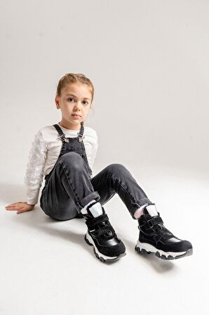 mnpc Kız Çocuk Siyah Hakiki Deri Anatomik Günlük Bot