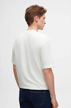 Oversize Beyaz Baskılı %100 Pamuk T-shirt 2EC14ORT05211