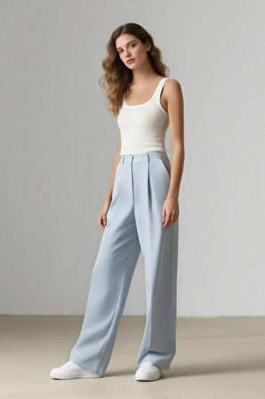 DeFacto x Afra Wide Leg Tensel Kumaş Palazzo Pantolon Cepli Yüksek Bel Geniş Paça A1138AX25SPBE162