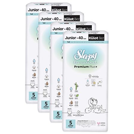 Sleepy Bio Natural Premium Plus Ultra Paket Külot Bez 5 Numara Junior 160 Adet