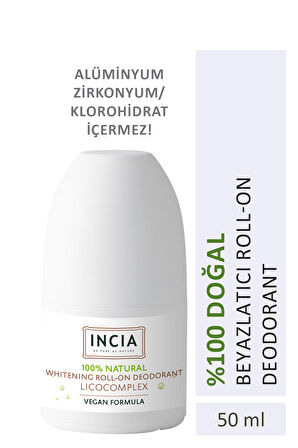 INCIA %100 Doğal Roll On Deodorant Beyazlatıcı Ter Kokusu Önleyici Lekesiz 50 ml