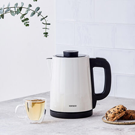 Karaca Tea Break Krem Inox Çelik Su Isıtıcı & Çay Makinesi