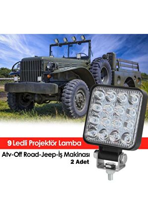 9 Ledli Projektör Lamba Atv Off Road Jeep İş Makinası 2 Adet