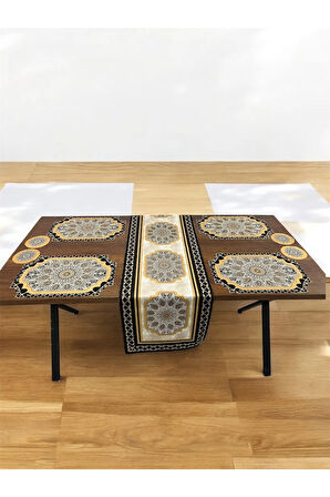 9 Parça Runner Ve Supla Seti Amerikan Servis Runner 40 X 140 Ve Bardak Altlığı