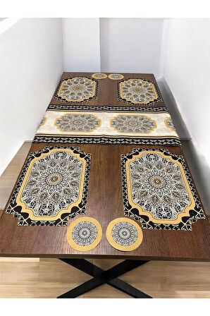 9 Parça Runner Ve Supla Seti Amerikan Servis Runner 40 X 140 Ve Bardak Altlığı