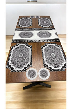 9 Parça Runner Ve Supla Seti Amerikan Servis Runner 40 X 140 Ve Bardak Altlığı
