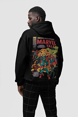 Tasarım Dergi Kapağı Avengers Baskılı Unisex Oversize Marvel Hoodie