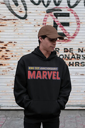 Tasarım Dergi Kapağı Avengers Baskılı Unisex Oversize Marvel Hoodie