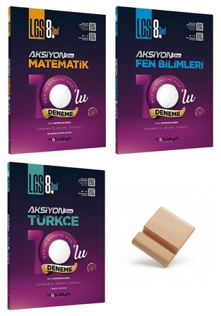 Motivasyon LGS Matematik Fen ve Türkçe Aksiyon 10 lu Genel Deneme 3lü Set + Telefon Standı