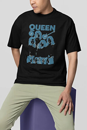Queen Temalı Baskılı Unisex Tişört, Oversize Müzik Grubu Baskılı Tişört