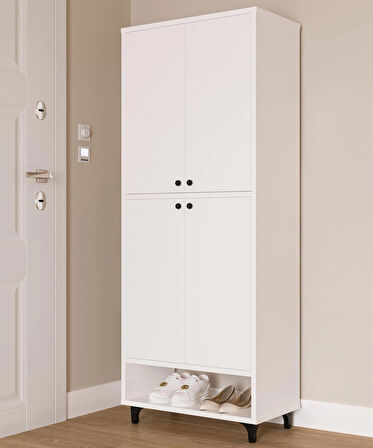 9 Raflı 4 Kapaklı Modern Ayakkabılık , Kiler Dolabı , Çok Amaçlı Dolap