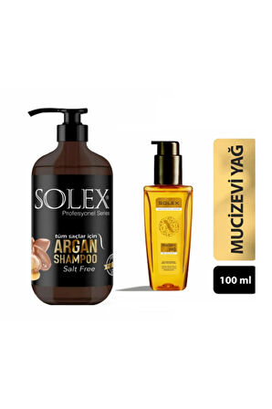 Tuzsuz Argan Yağı Özlü Şampuan 1.000 ml + Mucizevi Argan Keratin Yağ Iksiri Serum 100 ml